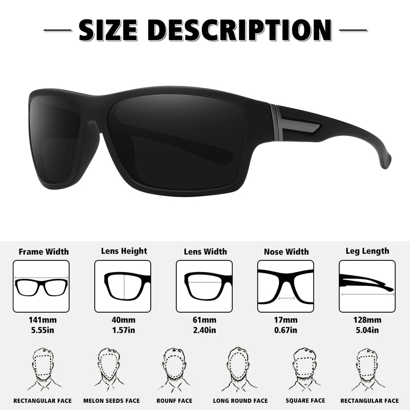 STORYCOAST Polarized Sports Sunglasses for Men Women Unbreakable Frame Cycling Fishing Driving 2pack Black+blue Mirror - BeesActive Australia