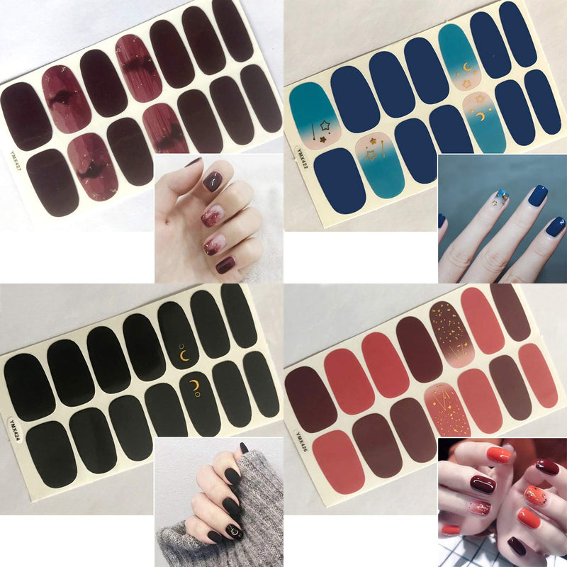 JERCLITY 24 Sheets Gradient Full Wraps Nail Polish Stickers Strips with 1pc Nail File Kit Self-Adhesive Stick On Nail Polish Strips Decals for Women Girls KIT3A - BeesActive Australia