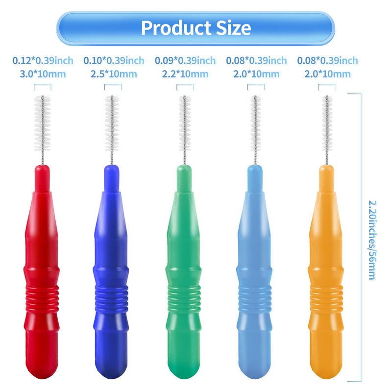 Annhua 100 Pieces Interdental Brushes, Tooth Cleaning Tool with Storage Box (Orange, Dark Blue, Red, Green, Light Blue) 100pcs - BeesActive Australia