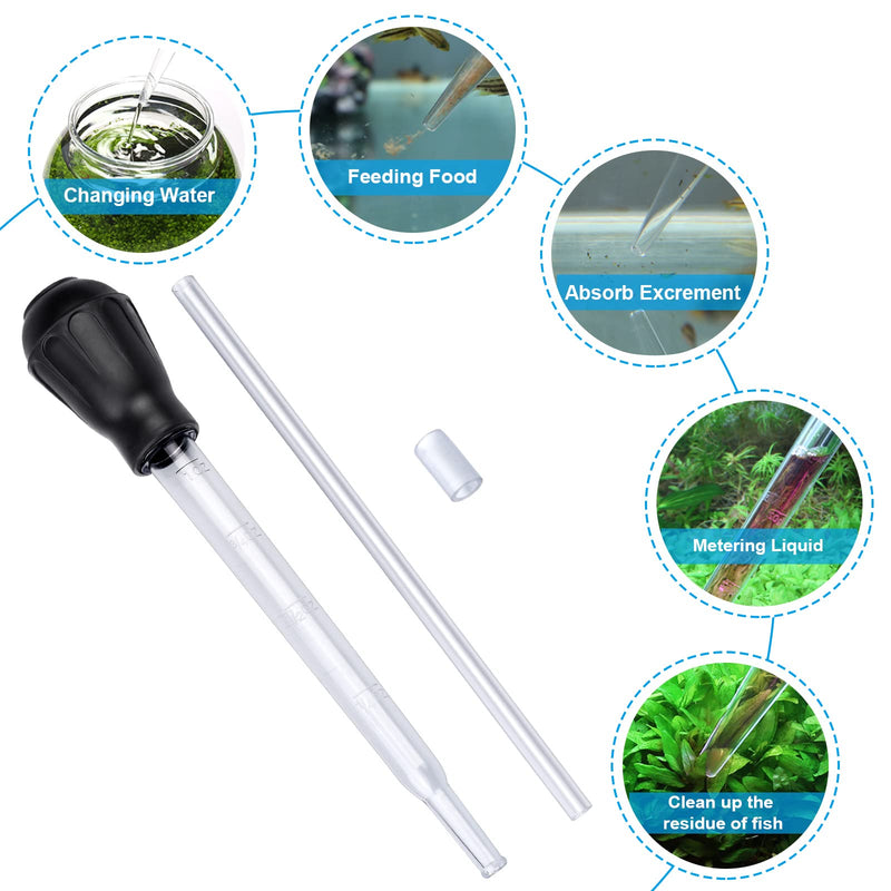 Dannisly Manual Fish Tank Water Changer Aquarium Dropper, 30ml Aquarium Gravel Cleaning Straw, Black Fish Tank Cleaning Waste Remover, Multifunction Aquarium Dropper Pipette Feeder with Extension Tube - BeesActive Australia