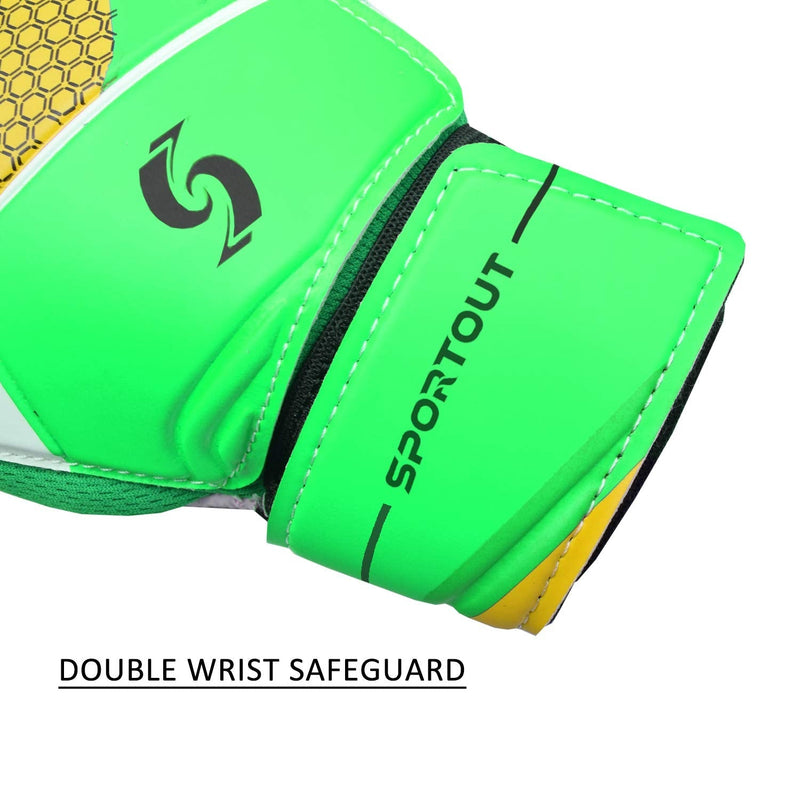 Sportout Kids Goalkeeper Gloves, Soccer Gloves with Double Wrist Protection and Non-Slip Wear Resistant Latex Material to Give Protection to Prevent Injuries Green 8 - BeesActive Australia