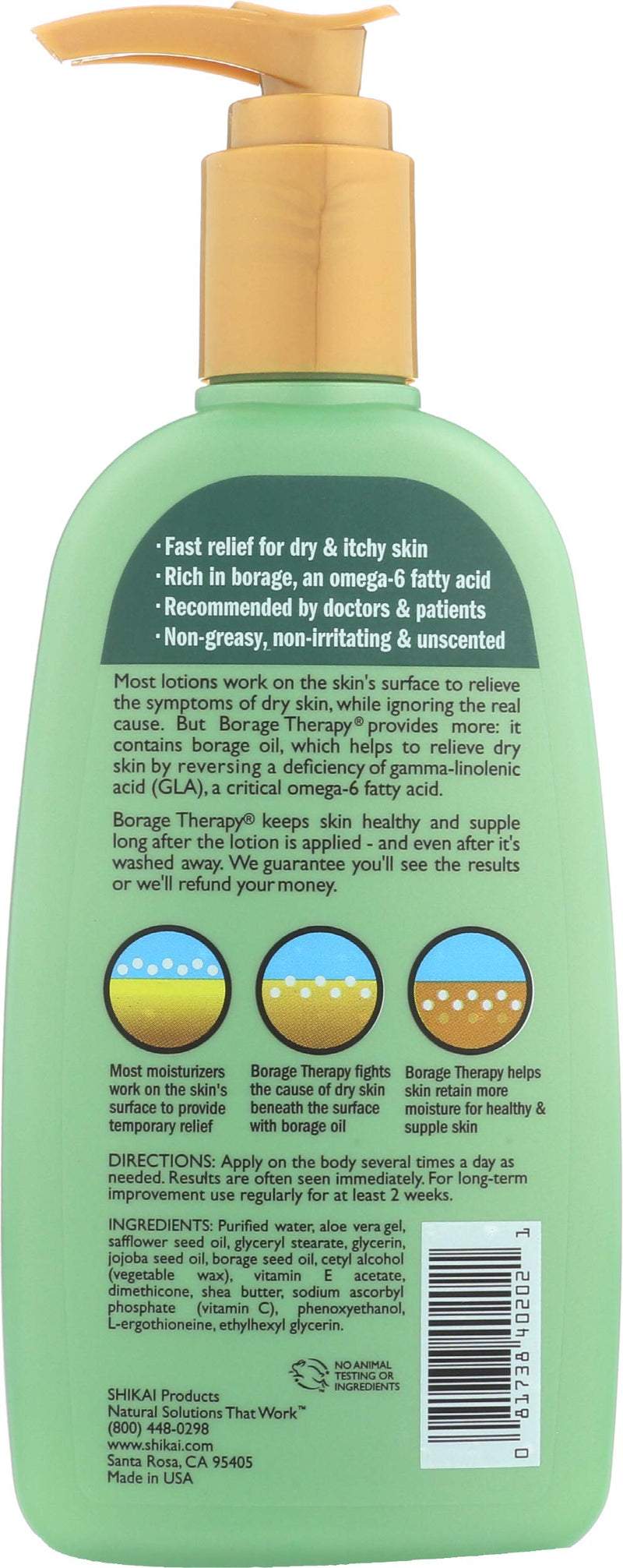 Shikai, Body Lotion Dry Skin Borage Therapy, 8 Fl Oz 1x8 Ounce - BeesActive Australia