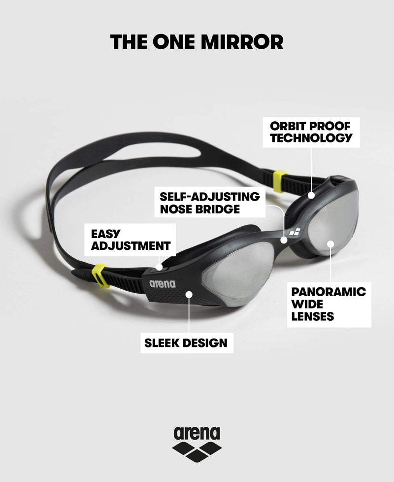 [AUSTRALIA] - Arena The One Swim Goggles for Men and Women Silver-Black-Black Mirror Lens 