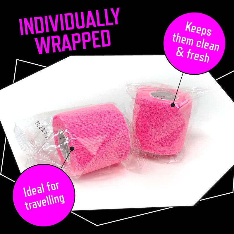 Inksafe Pink Self Adherent Cohesive Bandages 5cm x 4.5m Box of 12 - Uses Include Tattoo Grip Wrap, Vet Wrap, Tape for Wrist and Ankle Sprains - BeesActive Australia