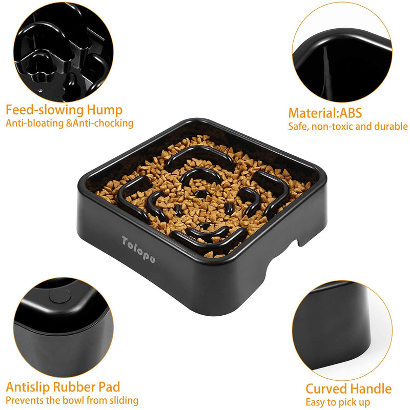 Tolopu Extra-Large Square Durable ABS Slow Feeder Dog Bowls(10 Cups Capacity) Stop Bloat Bowl Anti-Choking &Anti-Gulping & Fun Feeding Bowl Large BLACK - BeesActive Australia