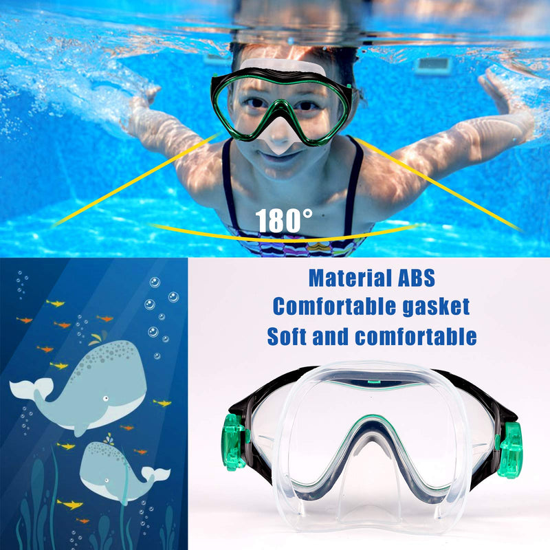 Fpxnb Kids Swim Mask, Swimming Goggles with Nose Cover, Snorkel Mask Diving Mask for Scuba Snorkeling, Anti-Fog Lens Waterproof Socket 180° View Angle Face Mask for Youth Children Junior Teens - BeesActive Australia