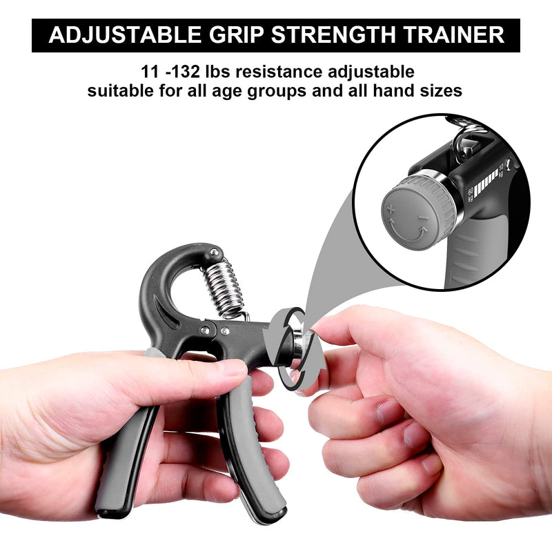 ALMAH Hand Grip Strengthener (2pack), Grip Strength Trainer, Hand Exerciser Adjustable Resistance 11-132 Lbs, Hand Gripper, Forearm Workout Training Equipment for Injury Recovery Athletes Black - BeesActive Australia