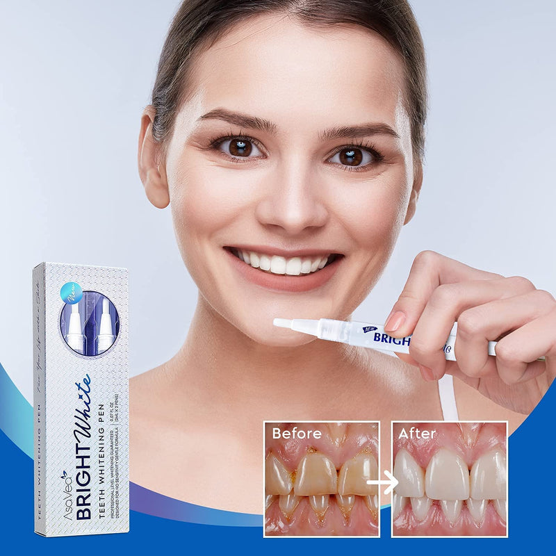 AsaVea Teeth Whitening Pen-2 pens, More Than 20 Uses, Effective, Painless, No Sensitivity, Travel Friendly, Easy to Use, Beautiful White Smile, Natural Mint Flavor - BeesActive Australia
