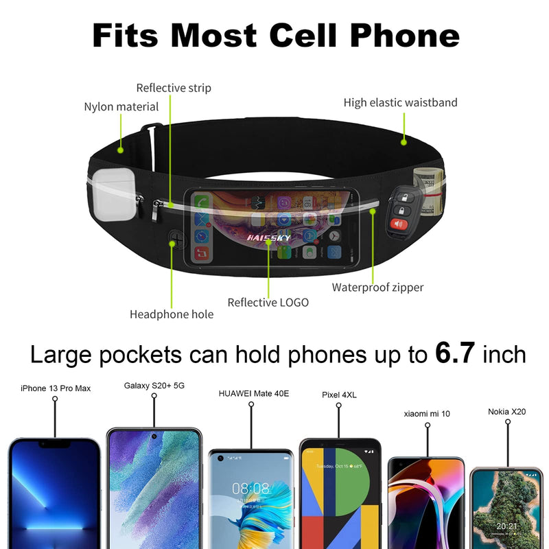 GUZACK Running Waist Pack for Men/Women - Fanny Pack for iPhone 13 Pro/12/11 Pro Max/SE 2/XS/XR/X/8 Plus Ultra Light Running Belt Phone Holder for Jogging, Walking, Cycling, Workout Black - BeesActive Australia