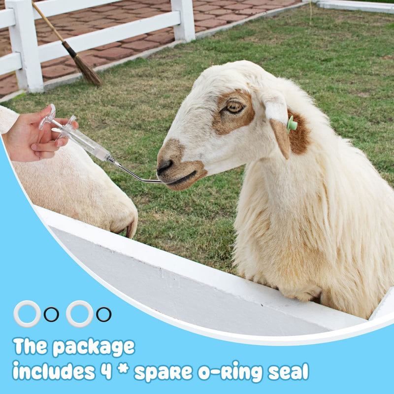 GINDOOR 2 Pieces Reusable Goats Syringe with 2 Drench Nozzle, Adjustable Dosage Detachable Sheep Drench Livestock Syringe for Sheep Baby Goat Supplies - 20ML - BeesActive Australia