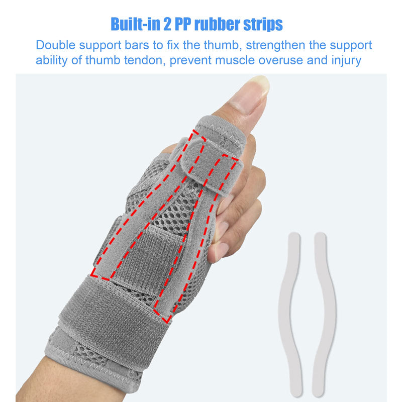 SONGQEE Thumb Support Brace Thumb Splint Stabilizer with Adjustable Strap, Hand Wrist Supports for Carpal Tunnel, Arthritis, Tendonitis, Sprains, Weak Finger, Thumb Immobilizer for Left Right Hand One Size Grey - BeesActive Australia