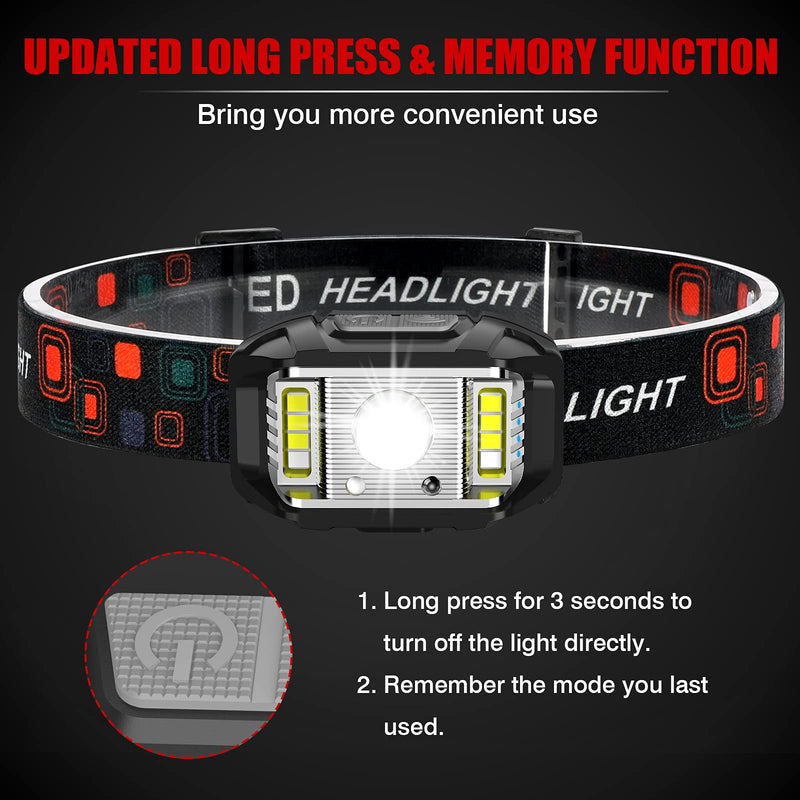 Headlamp Rechargeable, JNDFOFC 1200 Lumen Super Bright Motion Sensor LED Head Lamp flashlight, 2 PACK Waterproof Headlight with White Red Light,14 Modes Head Lights for Outdoor Camping Fishing Running - BeesActive Australia