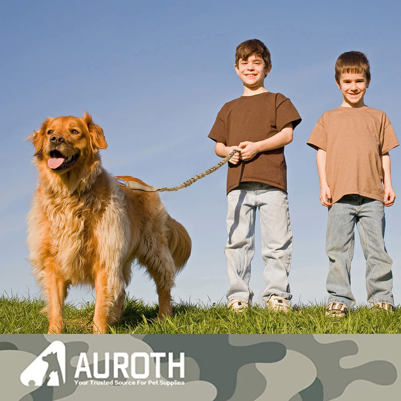 AUROTH Heavy Duty Bungee Dog Leash for Medium Large Breed Dogs, No Pull for Shock Absorption with Car Seat Belt, 2 Padded Handles 4.5FT 6FT Training Dog Leash MAX: 6 FT Army Yellow - BeesActive Australia