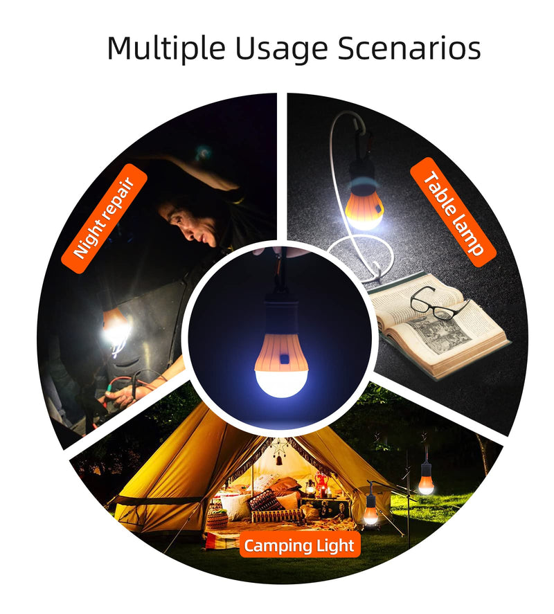 AceCamp 2-Pack Tent Lamp White Light with Carabiner Clip Hook, Camping Lantern Hanging, Battery Powered Led 105 lumens (Orange) Orange - BeesActive Australia