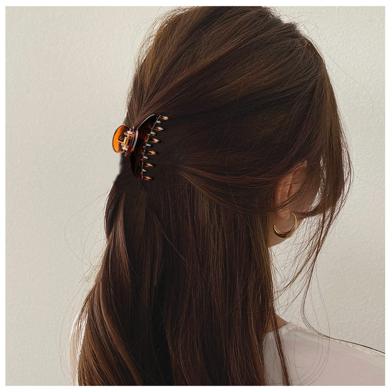 4PCS Medium Hair Claw Clips, Leopard Hair Clips Jaw Claw Clamp Plastic Nonslip Barrettes for Thin and Thick Hair for Girls and Women - BeesActive Australia