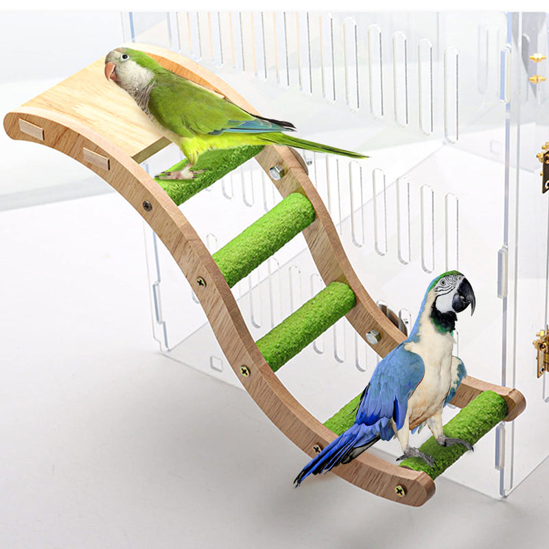 Bird Wooden Ladder Toy, Wood Parrot Bird Perch Climbing Bridge, Easy Assembly Parakeet Toys Bird Cage Accessories for Parakeets, Parrots, Finches - BeesActive Australia