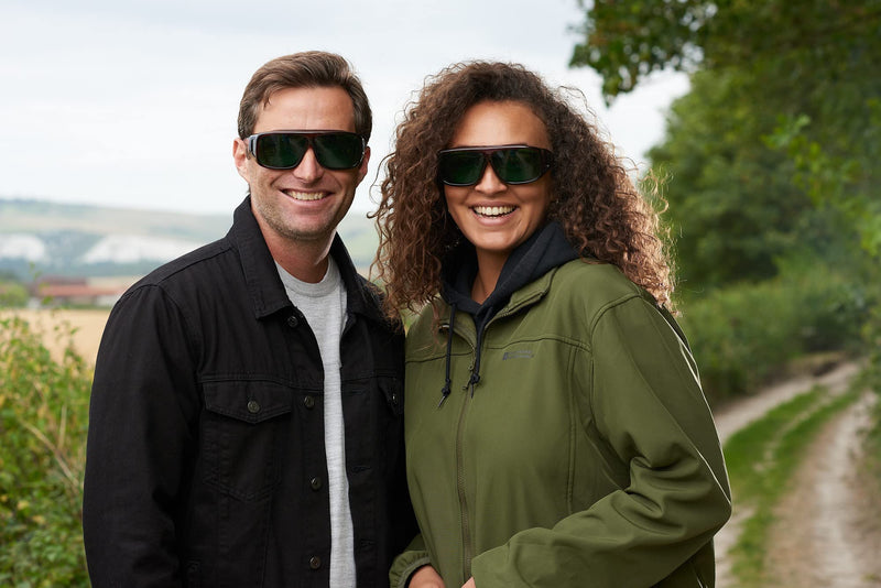 MigraLens OverView Fit-Over Glasses for Migraine Relief| Large Size | Outdoors and Computer Screens | Unisex | Green Lenses - BeesActive Australia