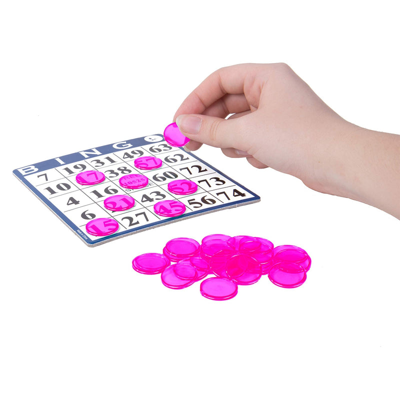 MR CHIPS Magnetic Bingo Chips - Metal Edge - 100pcs - 3/4" - Available in 7 Colors in A Reusable Bag Transparent Purple - BeesActive Australia