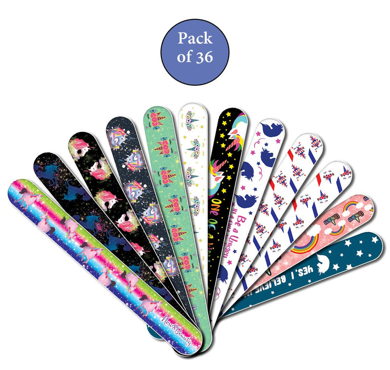 New8Beauty Emery Boards for Nails - Unicorn (36-Pack) - Bulk Set Assorted Unicorn Designs for ladies girls teens - Nail Art & Crafts Emery Boards for Nails - Unicorn (36-Pack) - BeesActive Australia