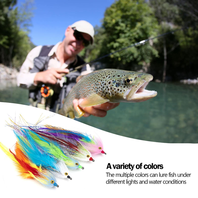 THKFISH Fly Fishing Flies Hook Streamer Fly Fishing Lures Trout Streamers Fly Fishing Flies Dry Flies/Wet Flies 2 Pack Red & Purple-2PCS - BeesActive Australia