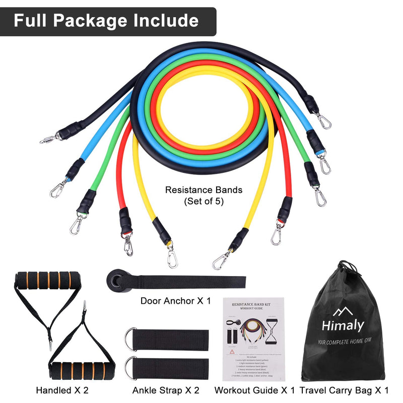 himaly Exercise Resistance Bands Set Strength Training Fitness Tubes Tension Bands with Handles, Door Anchor, Ankle Straps, Workout Guides and Band Guard Equipment for Men and Women - BeesActive Australia