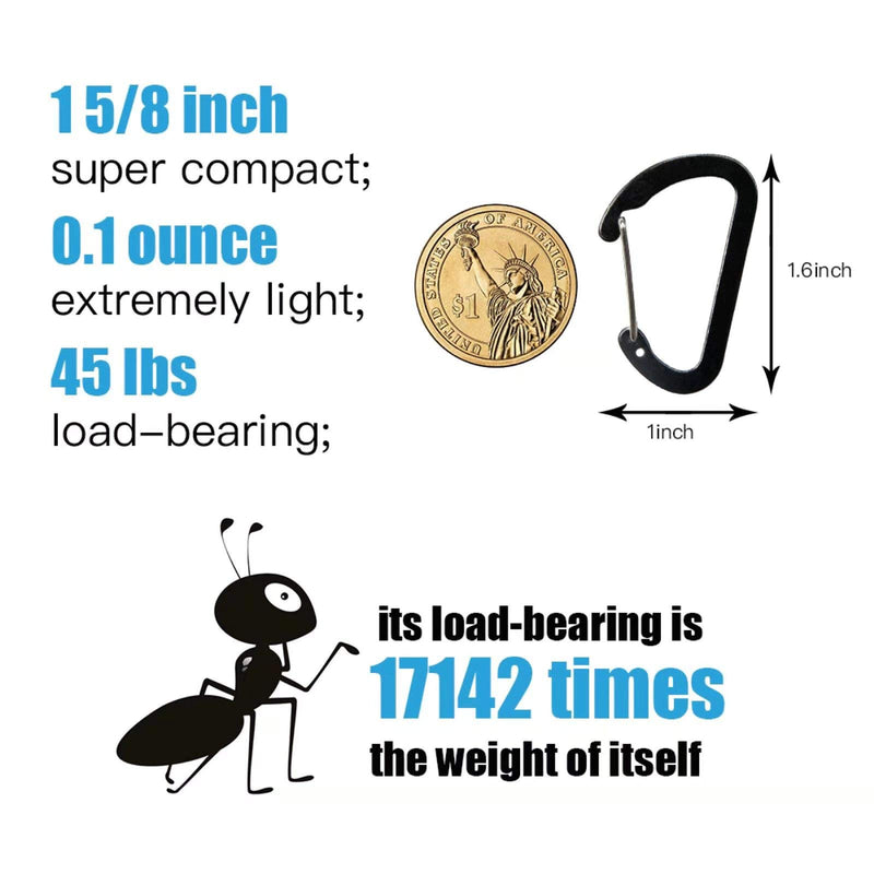 10PCS Keychain Clips Mini Carabiner - 1 5/8inch Aluminum Durable Quick Release Auto Locking D-shape Spring Loaded Wire Gate Clip for Home, Rv, Camping, Fishing, Hiking, Traveling and Sports Outdoors - BeesActive Australia