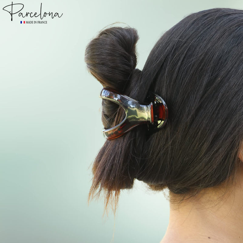 Parcelona France Wide Beak Celluloid Tortoise Shell Side Slide-in Claw Hair Clip Clamp Clutcher (Shell) - BeesActive Australia
