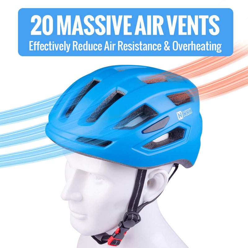 NHH Adult Bike Helmet - CPSC-Compliant Bicycle Cycling Helmet Lightweight Breathable and Adjustable Helmet for Men and Women Commuters and Road Cycling Matte Blue - BeesActive Australia