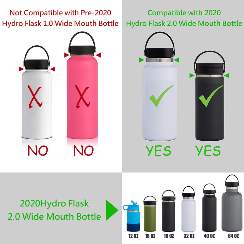 Wongeto 2.0 Paracord Handle with Shoulder Strap Compatible with Hydro Flask 2.0 Wide Mouth Water Bottle 12oz to 64oz-Water Bottle Strap Carrier for Walking,Camping,Going to School Black - BeesActive Australia