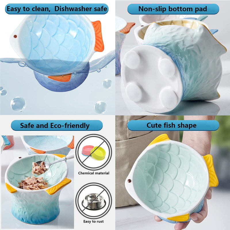 Raised Tilted Ceramic Cat Bowl - Cute Elevated Slanted Shallow Angled Cat Dish - Personalized Pet Feeder for Food Feeding - Ergonomic Anti Vomiting Whisker Fatigue - Size for Cat and Small Dog light green - BeesActive Australia