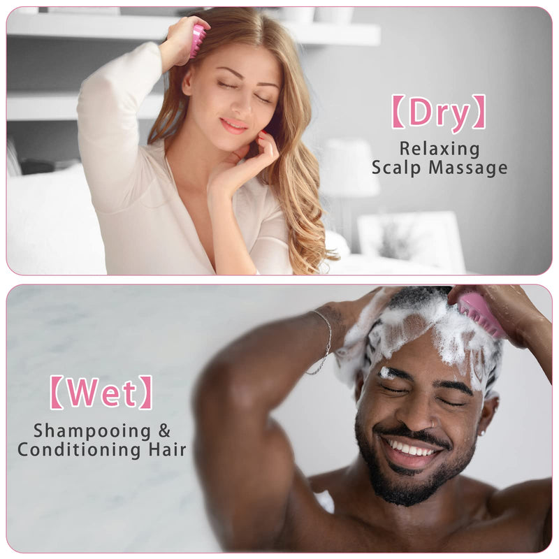 FREATECH Scalp Massager Shampoo Brush with Soft & Flexible Silicone Bristles for Hair Care and Head Relaxation, Ergonomic Scalp Scrubber/Exfoliator for Dandruff Removal and Hair Growth, Pink - BeesActive Australia