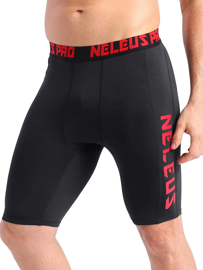 NELEUS Men's 3 Pack Compression Short with Pocket Medium 6064 Black/Grey/Red,3 Pack - BeesActive Australia