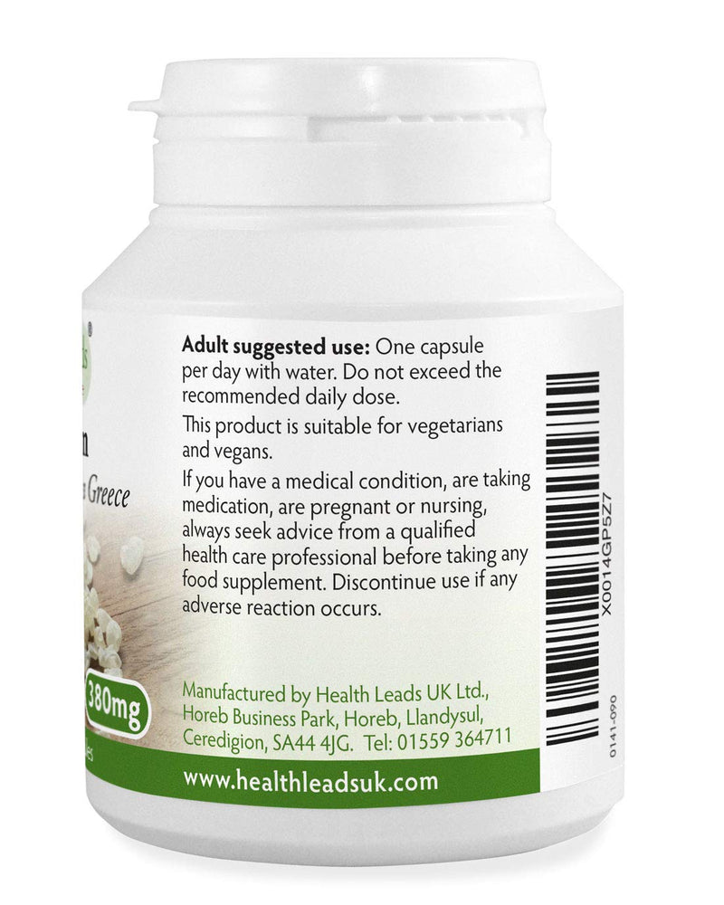 Natural Greek Chios (Xios) Mastic Gum 380mg x 90 Capsules, 100% Authentc Mastiha from Greece, Vegan, Magnesium Stearate Free & No Nasties, Manufactured in Wales - BeesActive Australia