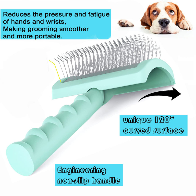 TinyPoint Large Slicker Brush for Dogs,Cats,Extra Long Pin Shedding Brush for Long Haired Dog,Cat, Pet Grooming Wire Brush for Thick Undercoat Curly Hair,25mm(1"),Green Green - BeesActive Australia