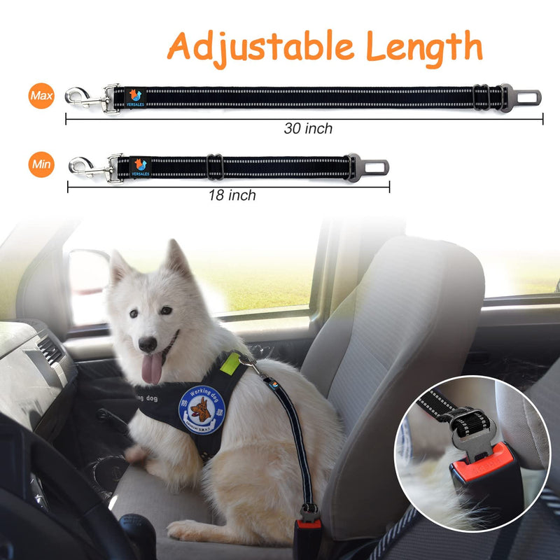 VERSALES Dog Seatbelt, Dog Seat Belt, Adjustable Dog Car Seat Belt Harness for Dogs, Reflective Dog Seatbelt Tether for Travel Use Black(2 Pack) - BeesActive Australia