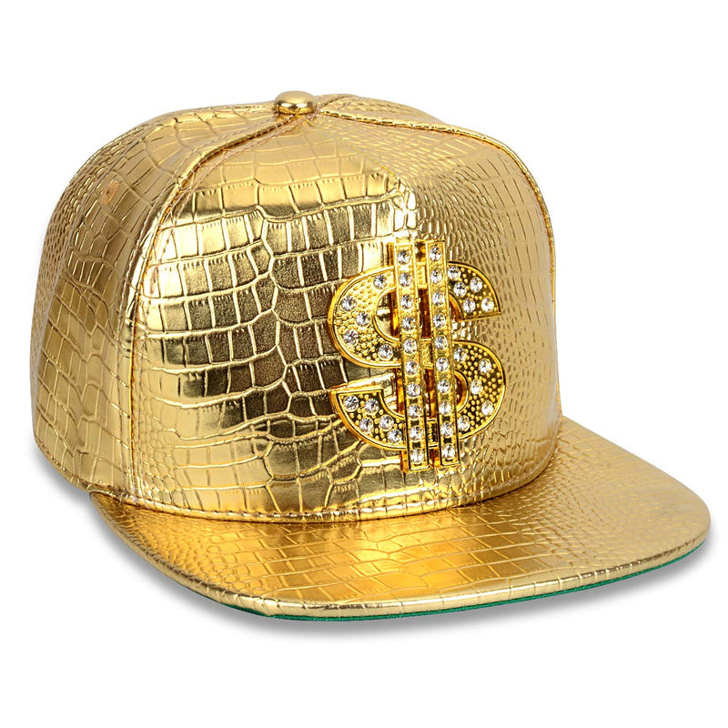 FuZhiBang NYU14 The New Crocodile Baseball caps Alloy Dollar Flat-Brimmed hat Hip-hop hat Gold - BeesActive Australia