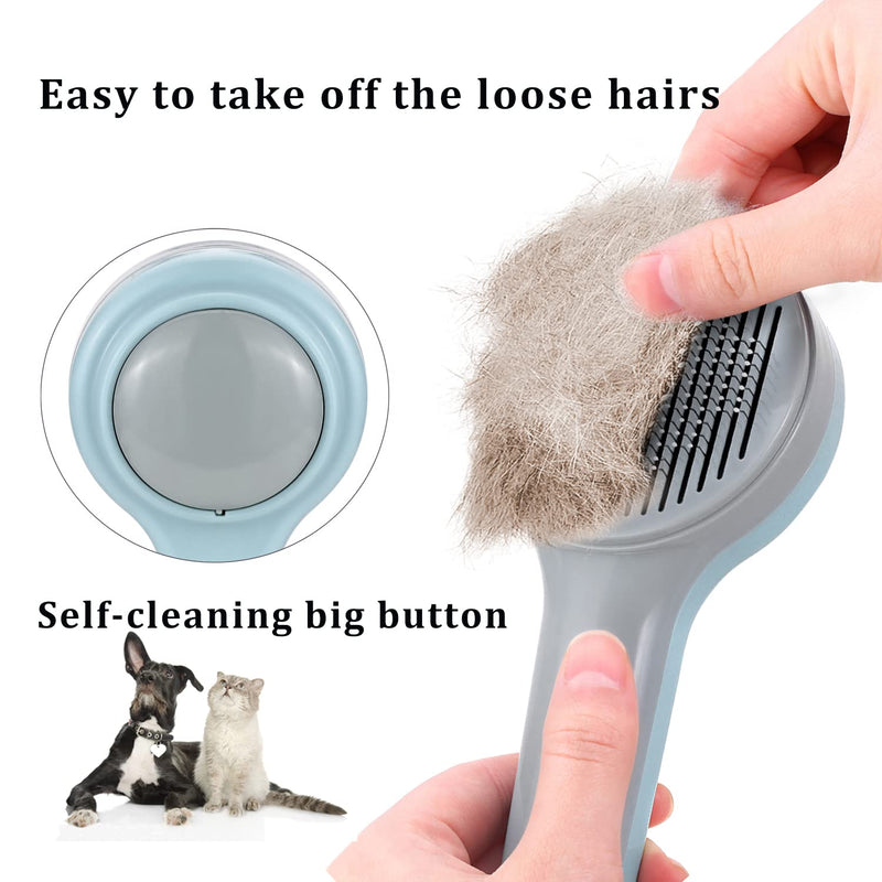 Cat Grooming Brush, Upgraded Self Cleaning Slicker Brushes for Dogs Cats Pet Grooming Brush Tool Gently Removes Loose Undercoat Pets Hair Slicker Brush for Pet Massage Cleaning-Easy to Use - BeesActive Australia