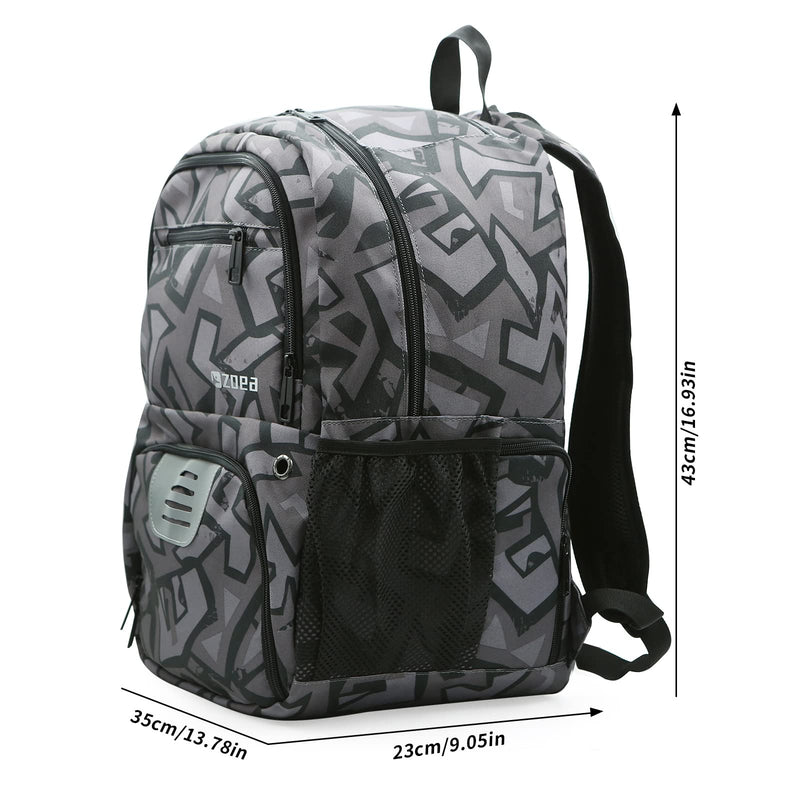 ZOEA Youth Soccer Bags - Boys Girls Backpack for Soccer, Basketball & Football & Volleyball with Ball Compartment Camouflage Black - BeesActive Australia