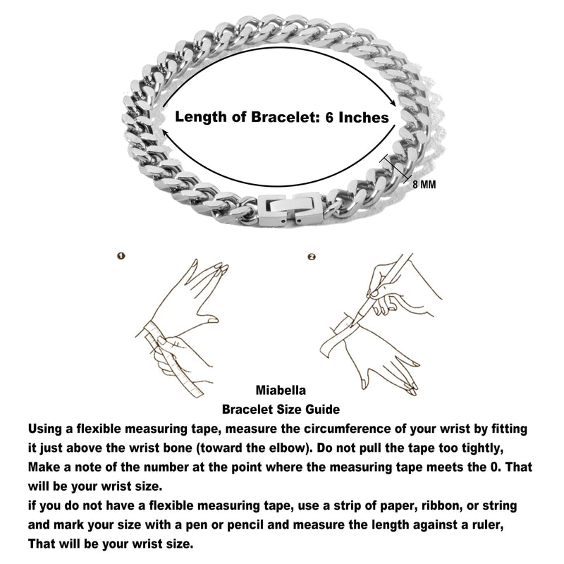 Tuewut Stainless Steel 8mm Cuban Link Bracelet for Men/Women/Boy,Silver/18K Gold Plated 7/8/9 inch Fashion HIP HOP Jewelry Bracelet for Gifts Silver 9 Inches - BeesActive Australia