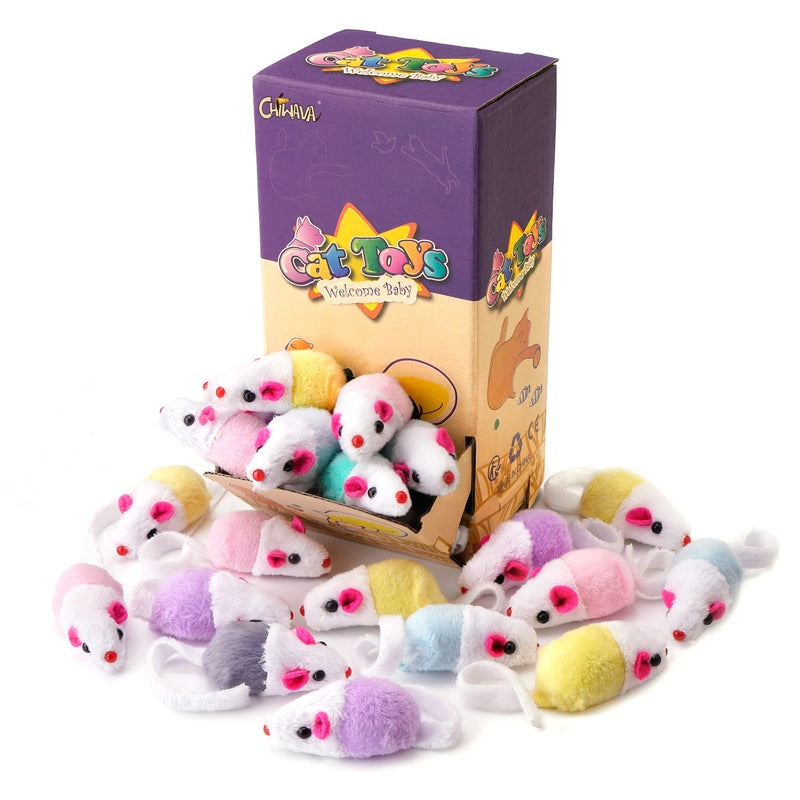 Chiwava 36 Pack 1.8 Inch Small Interactive Cat Toys Mice with Catnip Rattle Sound Mouse for Indoor Cats Kitten Play - BeesActive Australia