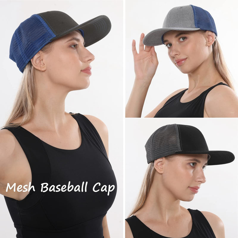 Crazy Era Unisex Trucker Hats Blank Mesh Snapback Hats Sport Plain Baseball Caps Adjustable Fitted Hat #1 Grey Blue+grey Black - BeesActive Australia