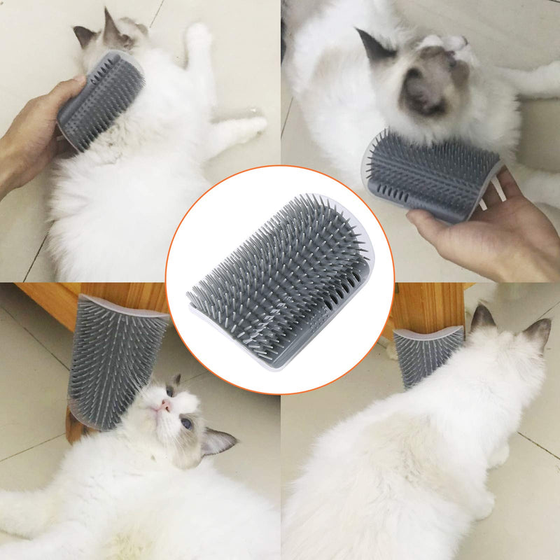 2 PACK Cat Self Groomer,Softer Cat Corner Scratcher For Wall With Catnip,Massage Comb Groomer Cat Corner Groomer,Pet Grooming Massage Kitten Brush,Cat Face Scratcher For Kitten with Long &Short Fur (Gray) Gray - BeesActive Australia