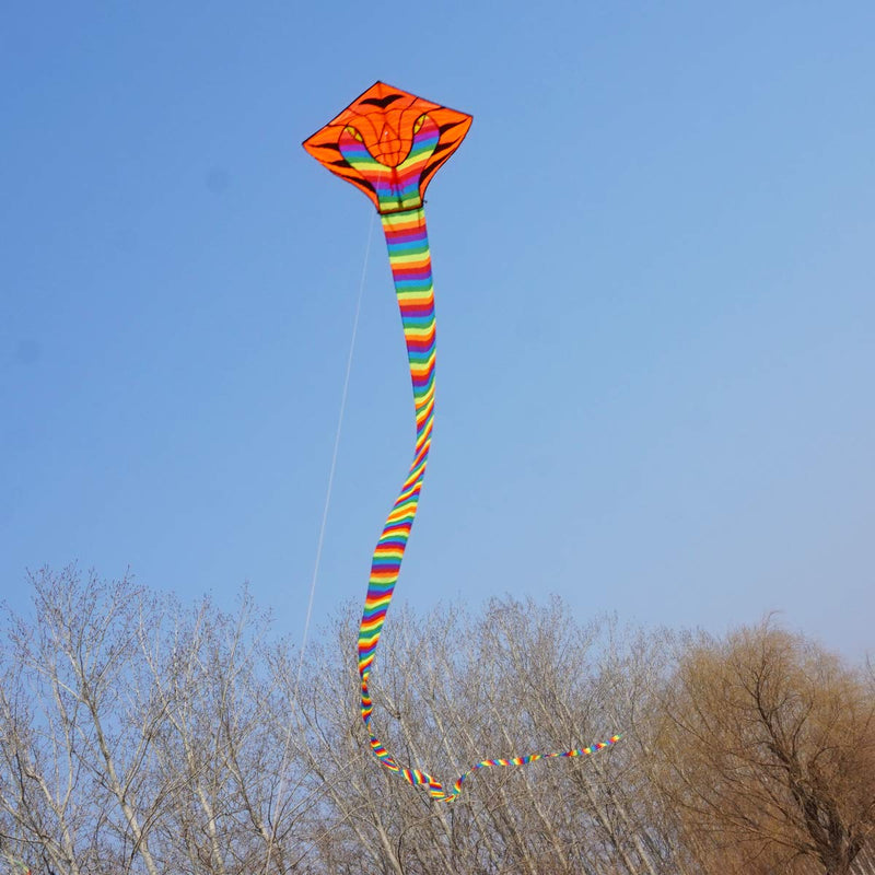 [AUSTRALIA] - Besra 16m Large Cobra Snake Kite 52ft Colorful Rattlesnake Kite with 15m Long Tails Outdoor Fun Sports with Flying Tools Rainbow 