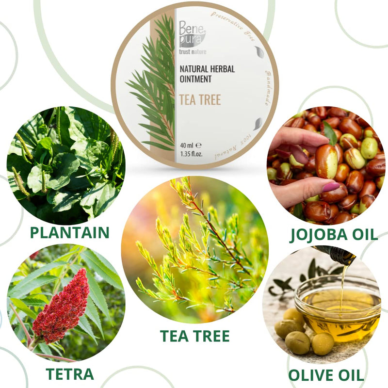 BenePura Tea Tree Cream for Eczema Itch Relief Cream - Eczema Cream for Adults - Natural Anti Itch Cream for Humans - Heat Rash Cream for Adults - Itchy Skin Cream, Dermatitis Cream, Bite Cream - 40ml - BeesActive Australia