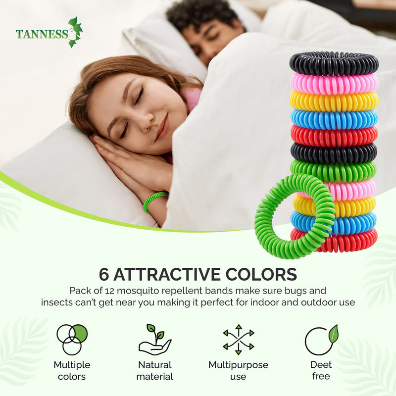 TANNESS Mosquito Repellent Bracelet Pack of 12 Insect Repellent Waterproof Travel Insect Repellent Bands Mosquito Repellent Bracelets Baby Kids Adults – Non-Toxic Deet-Free Outdoor Bug Mosquito Bands - BeesActive Australia