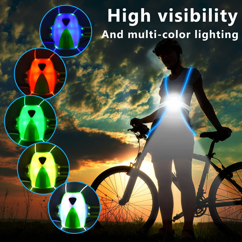 Ni-SHEN LED Reflective Running Vest with Front Light,Running Lights for Runners,Safety Vest for Men/Women Running,Cycling or Walking, High Visibility Warning LED Lights with Adjustable Elastic Belt - BeesActive Australia