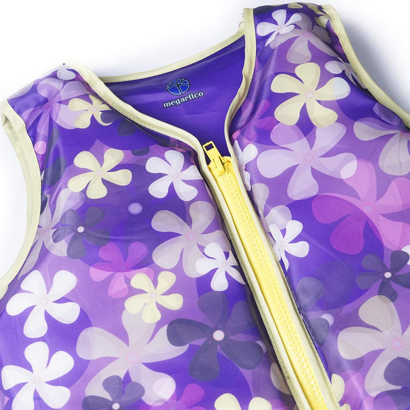 Megartico Swim Float Vest Kids Childrens Swimming Jacket Buoyant Aid (Puppy Dog/Flower Power/Shark/Dorado) New Purple Sakura 2-4 - BeesActive Australia