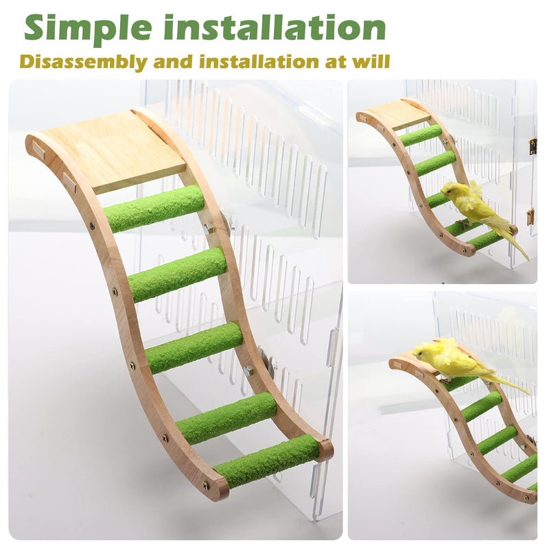 Bird Wooden Ladder Toy, Wood Parrot Bird Perch Climbing Bridge, Easy Assembly Parakeet Toys Bird Cage Accessories for Parakeets, Parrots, Finches - BeesActive Australia