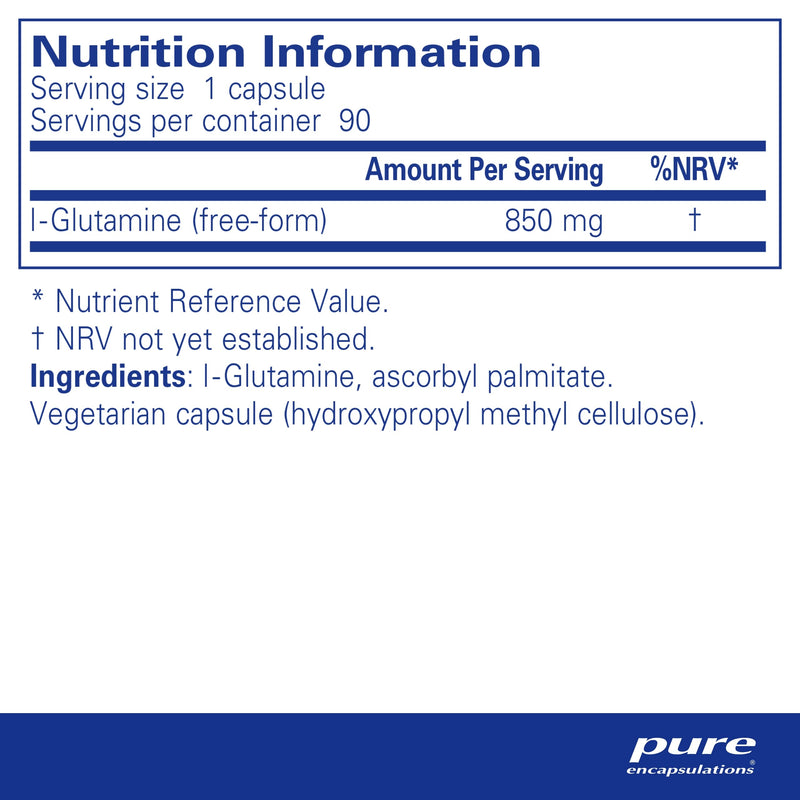 Pure Encapsulations - L-Glutamine 850mg - Professional Strength Glutamine Capsules - 90 Capsules - BeesActive Australia