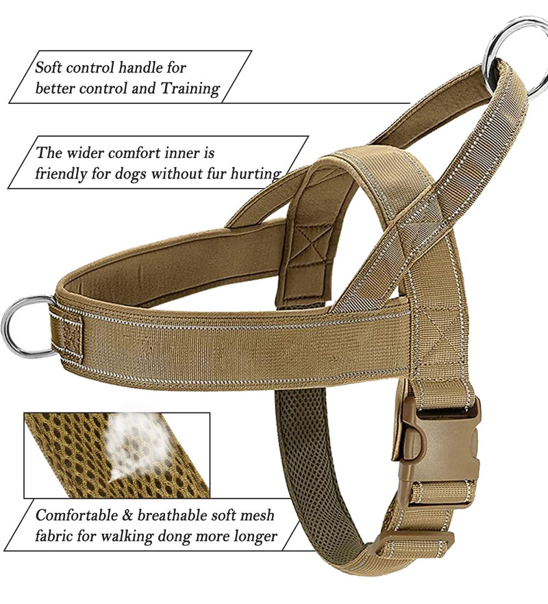 QIFBYFB No Pull Dog Harness for Medium Large Dog, Reflective Escape Proof Adjustable No Pulling Dog Harness XL-Chest size 30-39'' Brown - BeesActive Australia